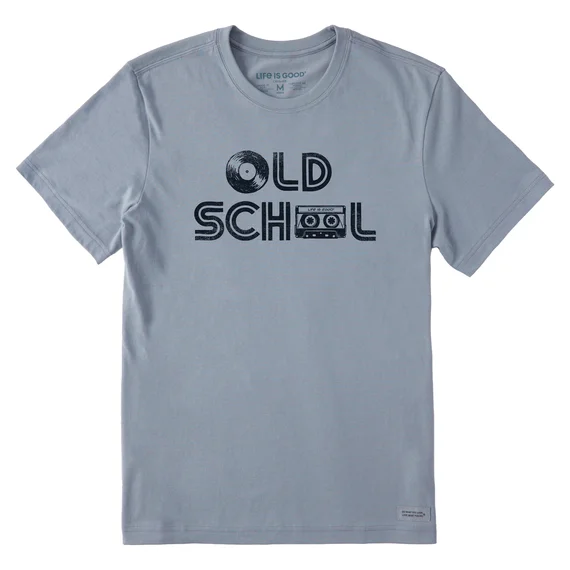 Men's Old School Vinyl Cassette Short-Sleeve Crusher-LITE Tee - Stone Blue