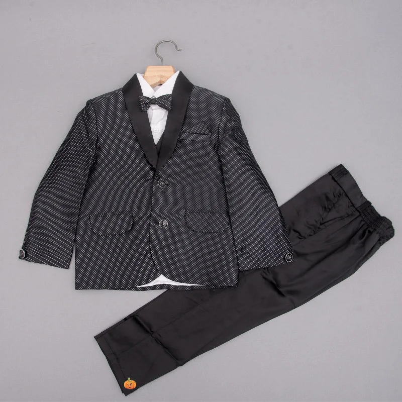 Black Dotted Boys Tuxedo Suit