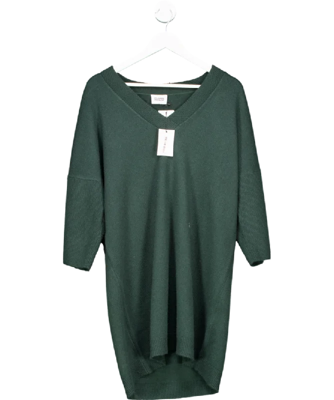 Claudie Pierlot Green Knitted jumper dress with gold button detail  UK 12
