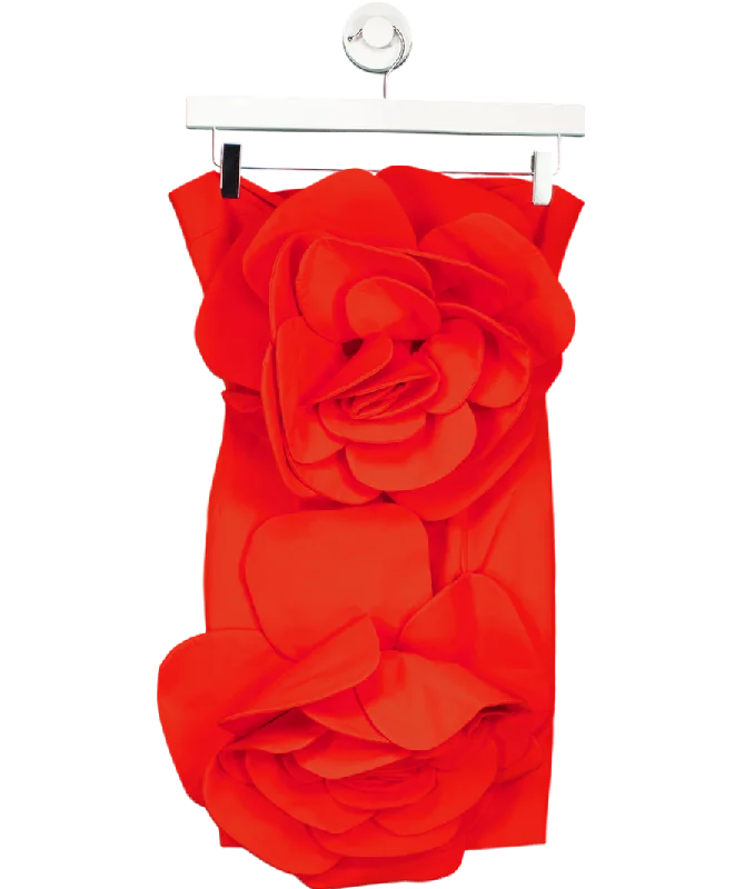 Miscreants Red Rosie Strapless Flower Dress UK 6