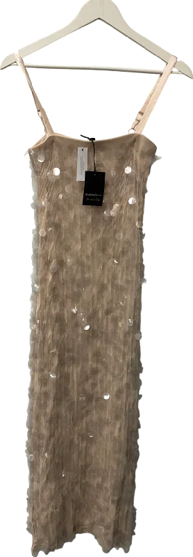 River Island Petite Cream Sequin Slip Dress UK 6
